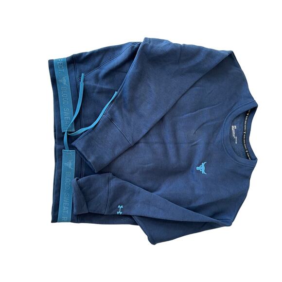 Under Armour Project Rock Fleece Oversized Crew Sweatshirt Navy Size Small w3206 - Picture 3 of 9